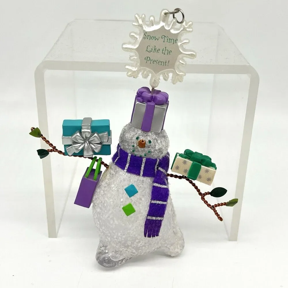 VTG Hallmark Keepsake 2003 Snowmans Land Christmas Ornament Set Glitter Clear x3
